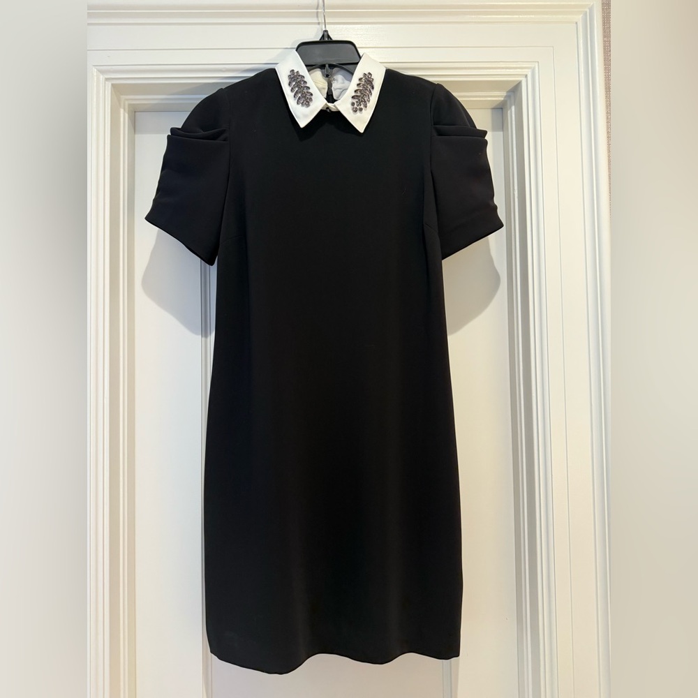 LAUREN Ralph Lauren L24228 Women's Black Brooch Crepe Shift Dress